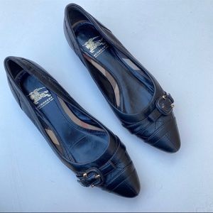 Burberry black quilted pointed toe